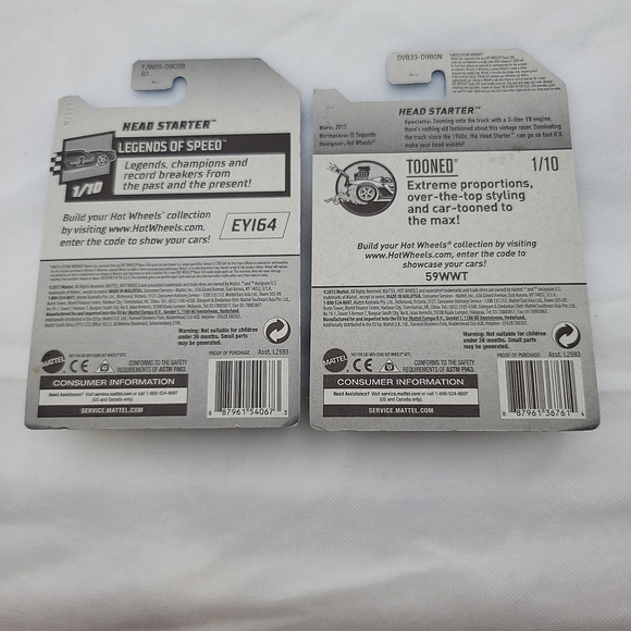 Hot Wheels 50th Anniversary Head Starter(Green) & Head Starter(White) TOONED - Picture 2 of 2